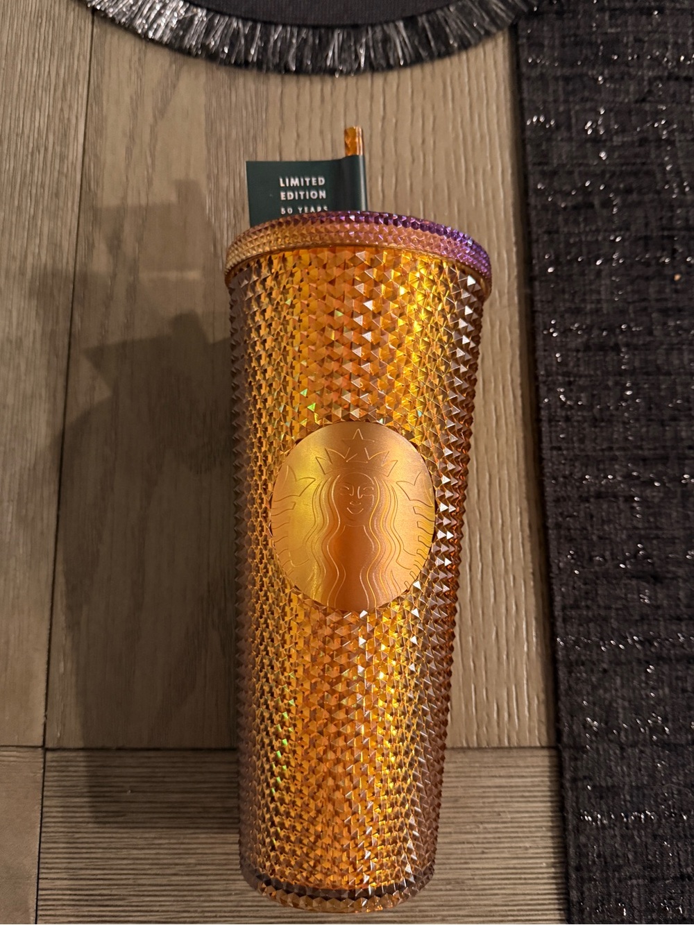 Starbucks 50th anniversary Iridescent Orange Studded Tumbler